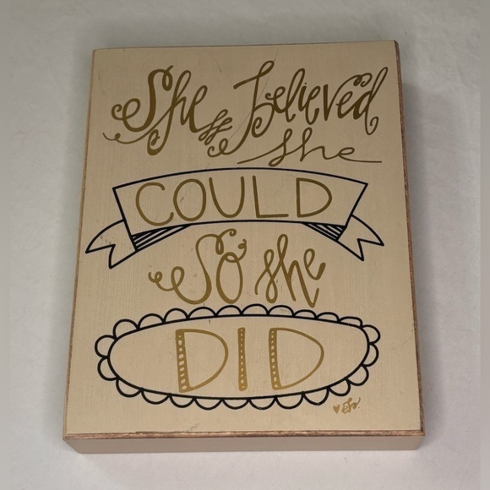 Inspirational Wooden Plaque with Gold and Black Text - Picture 1 of 6